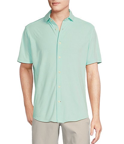 Cremieux Blue Label Performance Camouflage Jacquard Short Sleeve Coatfront Shirt