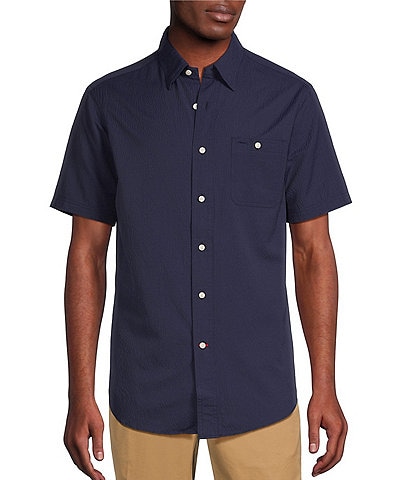 Cremieux Blue Label Performance Short-Sleeve Seersucker Solid Woven Shirt