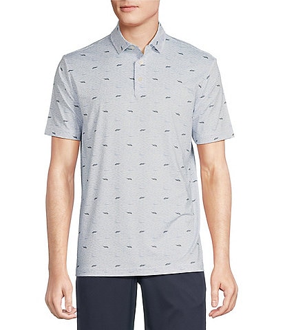 Cremieux Blue Label Performance Stretch Boating Print Short Sleeve Polo Shirt