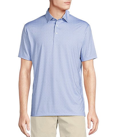 Cremieux Blue Label Performance Stretch Crab Print Short Sleeve Polo Shirt