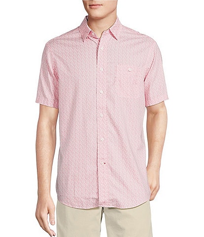 Cremieux Blue Label Performance Stretch Drink Print Short Sleeve Woven Shirt