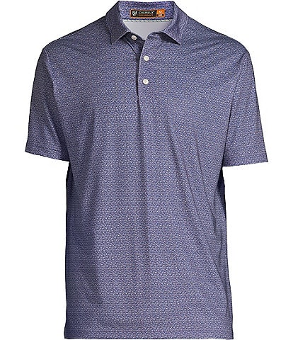 Cremieux Blue Label Performance Stretch Fish Print Short Sleeve Polo Shirt
