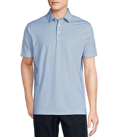 Cremieux Blue Label Performance Stretch Geometric Print Short Sleeve Polo Shirt