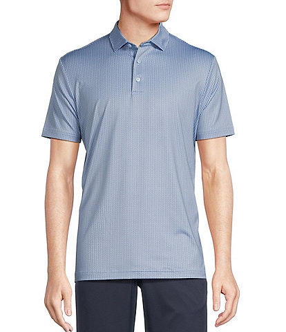 Cremieux Blue Label Performance Stretch Geometric Print Short Sleeve Polo Shirt