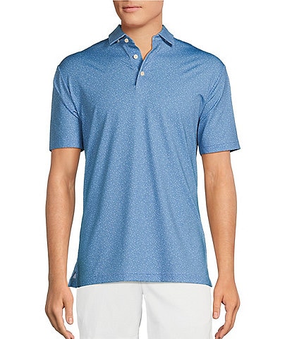 Cremieux Blue Label Performance Stretch Micro-Print Short Sleeve Polo Shirt