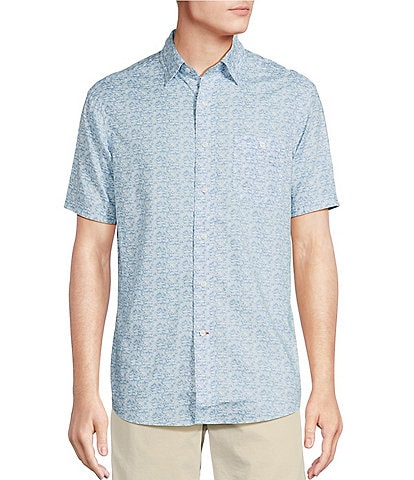 Cremieux Blue Label Performance Stretch Shark Print Short Sleeve Woven Shirt