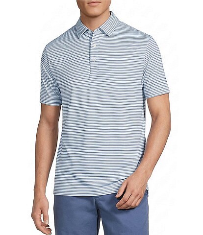 Blue Label Performance Stretch Stripe Pattern Short Sleeve Polo Shirt
