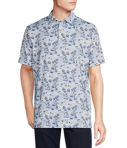 Cremieux Blue Label Performance Stretch The Valley Printed Short Sleeve Polo Shirt