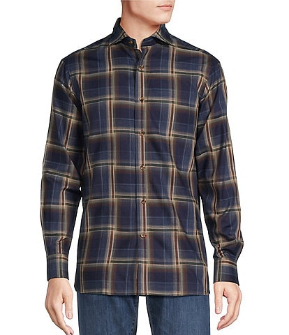 Cremieux Blue Label Plaid Cotton Two-Sided Moleskin Long Sleeve Woven Shirt