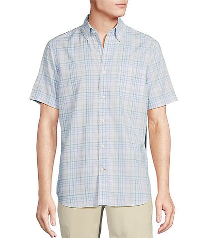 Cremieux Blue Label Plaid Lightweight Oxford Short Sleeve Woven Shirt