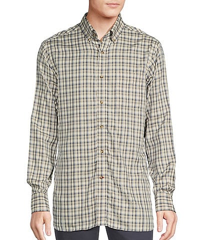 Cremieux Blue Label Plaid Rayon Twill Long-Sleeve Woven Shirt