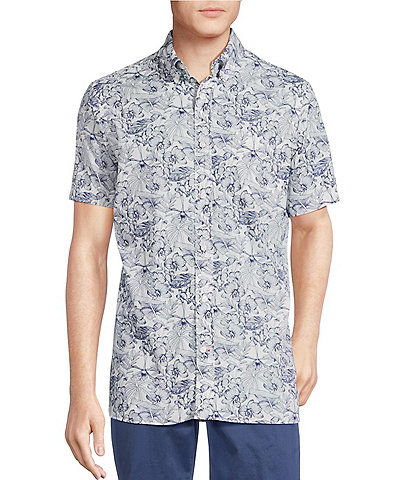 Cremieux Blue Label Plant Print Short Sleeve Woven Shirt