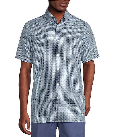 Cremieux Blue Label Print Slub Poplin Print Short Sleeve Woven Shirt