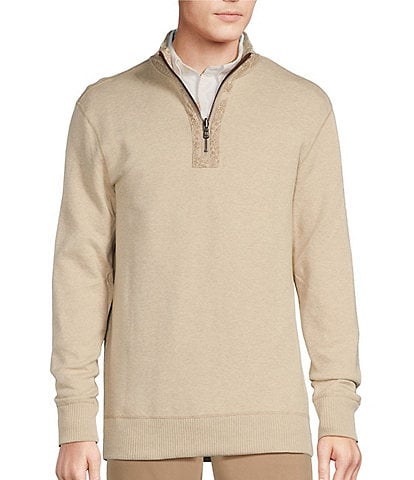 Cremieux Blue Label Printed French Rib Reversible Quarter-Zip Pullover