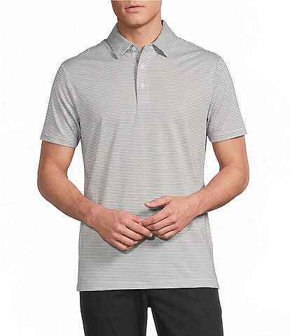 Cremieux Blue Label Short Sleeve Performance Hidden Button Down Stripe Polo