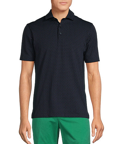 Cremieux Blue Label Slim Fit Lightweight Pique Printed Short Sleeve Polo Shirt
