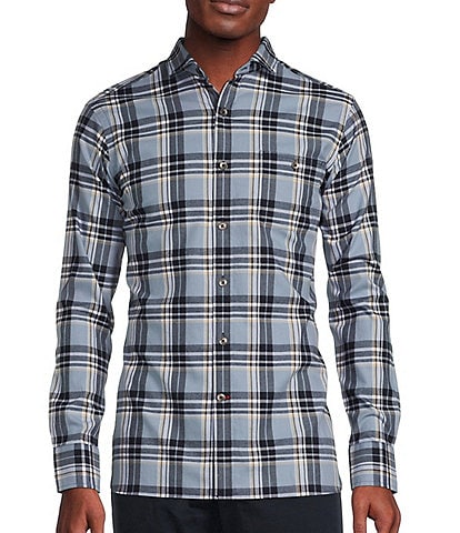 Cremieux Blue Label Slim Fit Plaid Jaspe Twill Long-Sleeve Woven Shirt