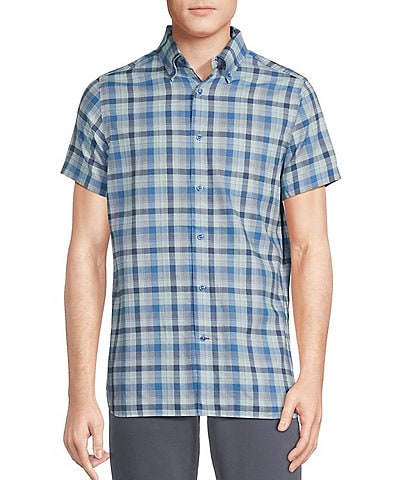 Cremieux Blue Label Slim Fit Plaid Lightweight Oxford Short Sleeve Woven Shirt