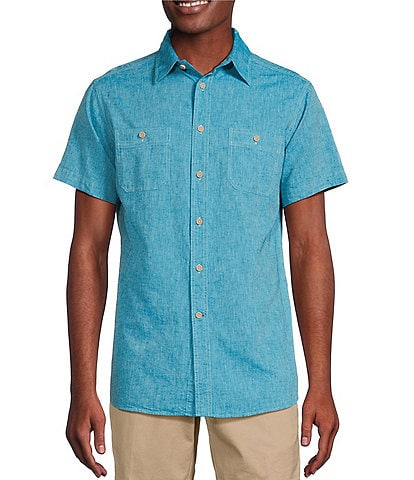 Cremieux Blue Label Slim-Fit Solid Chambray Short-Sleeve Woven Shirt