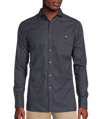 Cremieux Blue Label Slim Fit Solid Jaspe Twill Long-Sleeve Woven Shirt