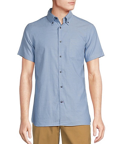 Cremieux Blue Label Slim Fit Solid Lightweight Oxford Short Sleeve Woven Shirt