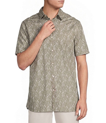 Cremieux Blue Label Slub Leaf Print Short Sleeve Woven Shirt