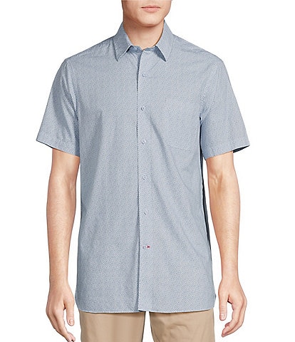 Cremieux Blue Label Slub Poplin Print Short Sleeve Woven Shirt