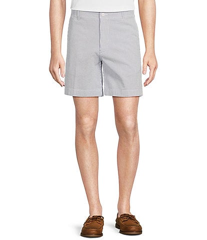 Cremieux Blue Label Soho Tailored Fit Striped Seersucker 7#double; Inseam Shorts