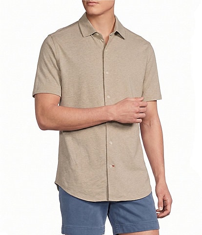 Cremieux Blue Label Solid Coat Front Short Sleeve Shirt