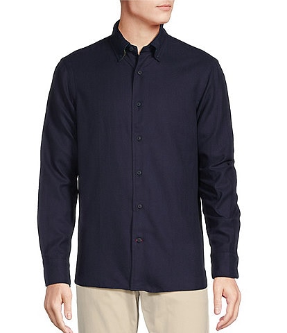 Cremieux Blue Label Solid Flannel Long Sleeve Woven Shirt