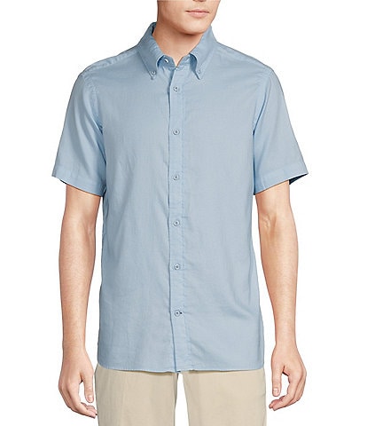 Cremieux Blue Label Solid Garment-Dyed Oxford Short Sleeve Woven Shirt