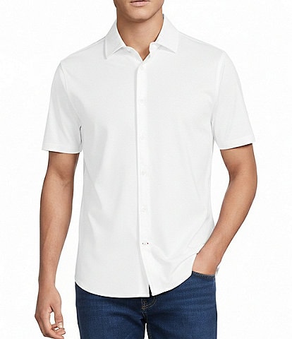 Cremieux Blue Label Solid Interlock Coat Front Knit Shirt