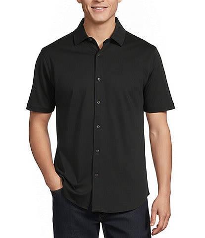 Cremieux Blue Label Solid Interlock Coat Front Knit Shirt