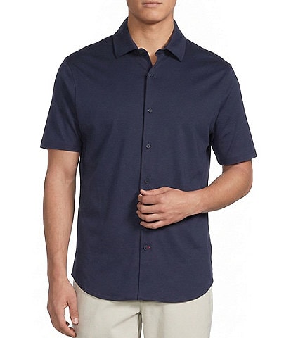 Cremieux Blue Label Solid Interlock Coat Front Knit Shirt