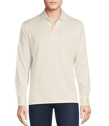 Cremieux Blue Label Solid Interlock Long Sleeve Polo Shirt