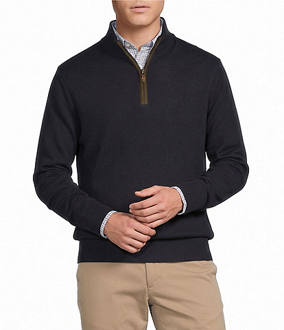 Cremieux Blue Label Solid Lightweight Quarter Zip Sweater