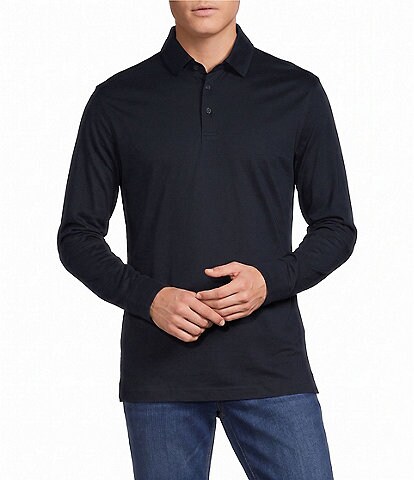 Cremieux Blue Label Solid Long Sleeve Cotton Interlock Polo Shirt