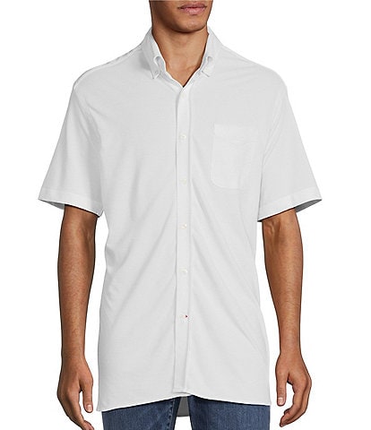 Cremieux Blue Label Solid Pique Oxford Short Sleeve Woven Shirt