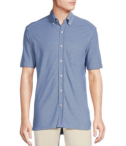 Cremieux Blue Label Solid Pique Oxford Short Sleeve Woven Shirt