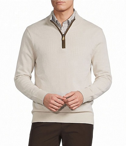 Cremieux Blue Label Solid Quarter Zip Cashmere Sweater