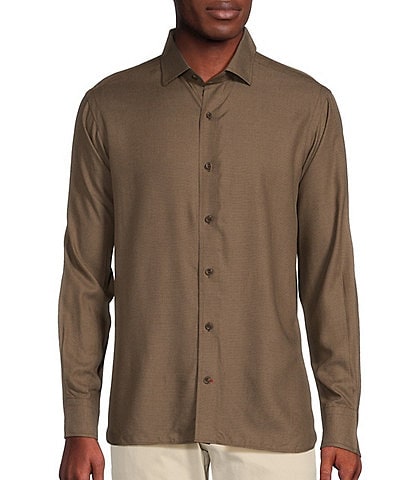 Cremieux Blue Label Solid Rayon Twill Long-Sleeve Woven Shirt