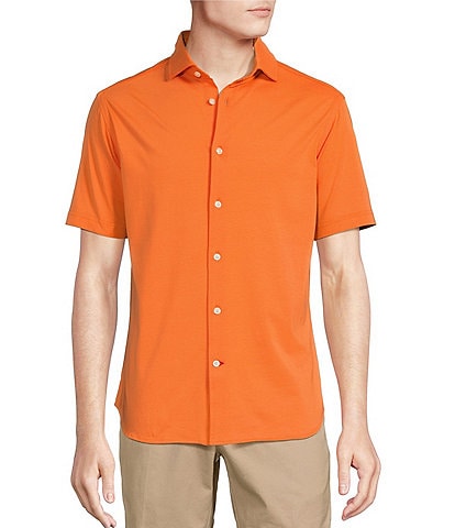 Cremieux Blue Label Solid Short Sleeve Jersey Coatfront Shirt