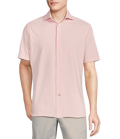 Cremieux Blue Label Solid Short Sleeve Jersey Coatfront Shirt