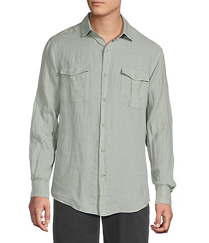 Cremieux Blue Label St. Barts Solid Linen Long Sleeve Woven Shirt