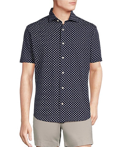 Cremieux Blue Label Stretch Jersey Floral Printed Short Sleeve Coatfront Shirt