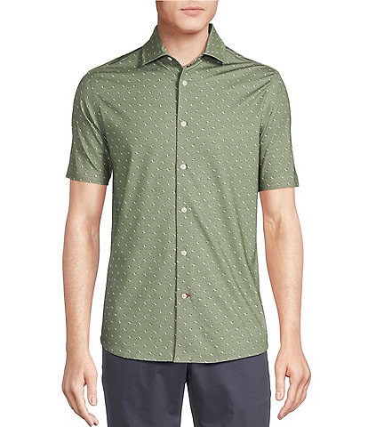 Cremieux Blue Label Stretch Jersey Printed Short Sleeve Coatfront Shirt
