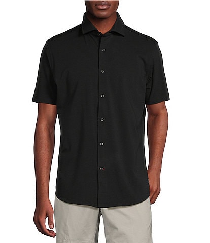 Cremieux Blue Label Stretch Jersey Solid Short Sleeve Coatfront Shirt