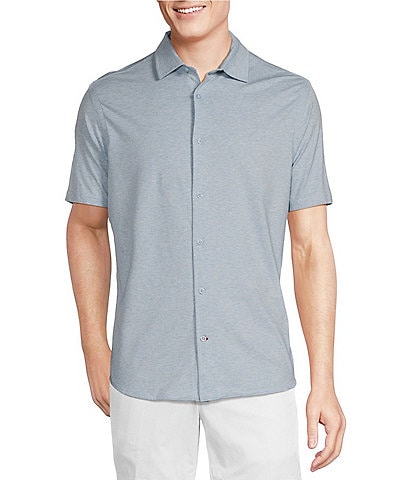 Cremieux Blue Label Stretch Jersey Solid Short Sleeve Coatfront Shirt