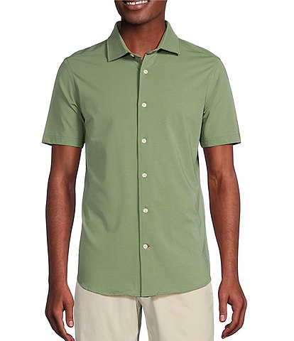 Cremieux Blue Label Stretch Jersey Solid Short Sleeve Coatfront Shirt
