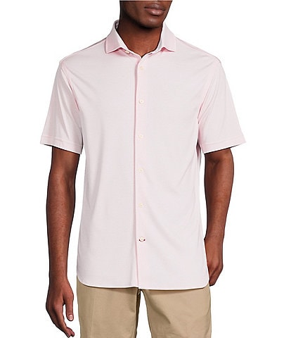 Cremieux Blue Label Thin Striped Short Sleeve Interlock Coatfront Shirt
